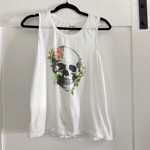 Express skull white tank top